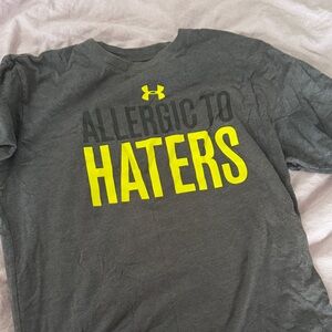 Under Armour Charcoal Tee with Vibrant Yellow Text